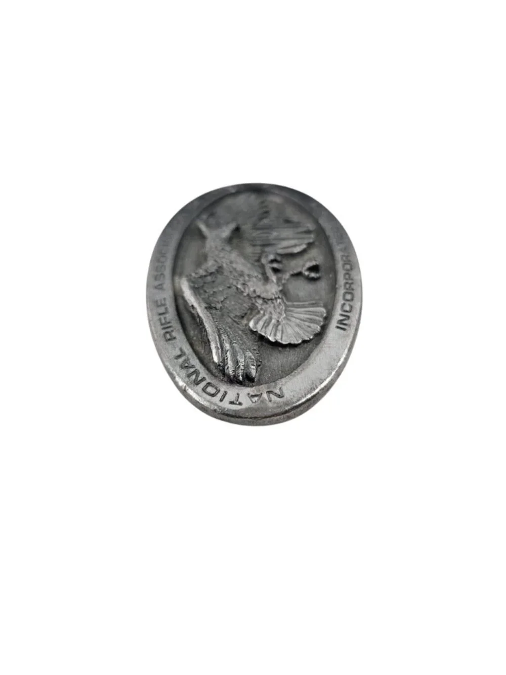 NRA Belt Buckle Eagle Logo National Rifle Association Oval Pewter Vintage
